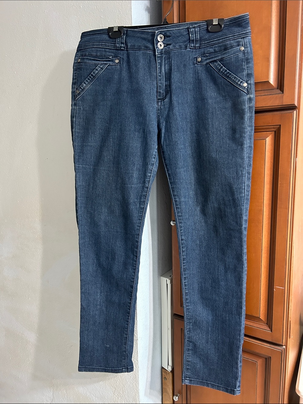 Women's Skinny Jeans - Dark Blue Stretch Denim